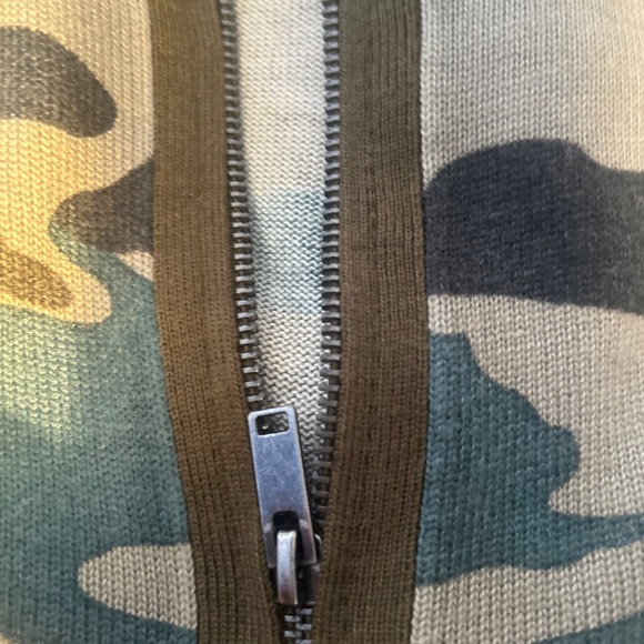 J. CREW Women's Camouflage Full Zip w/Drawstring Wool Blend Sweater  Size M - Picture 5 of 6